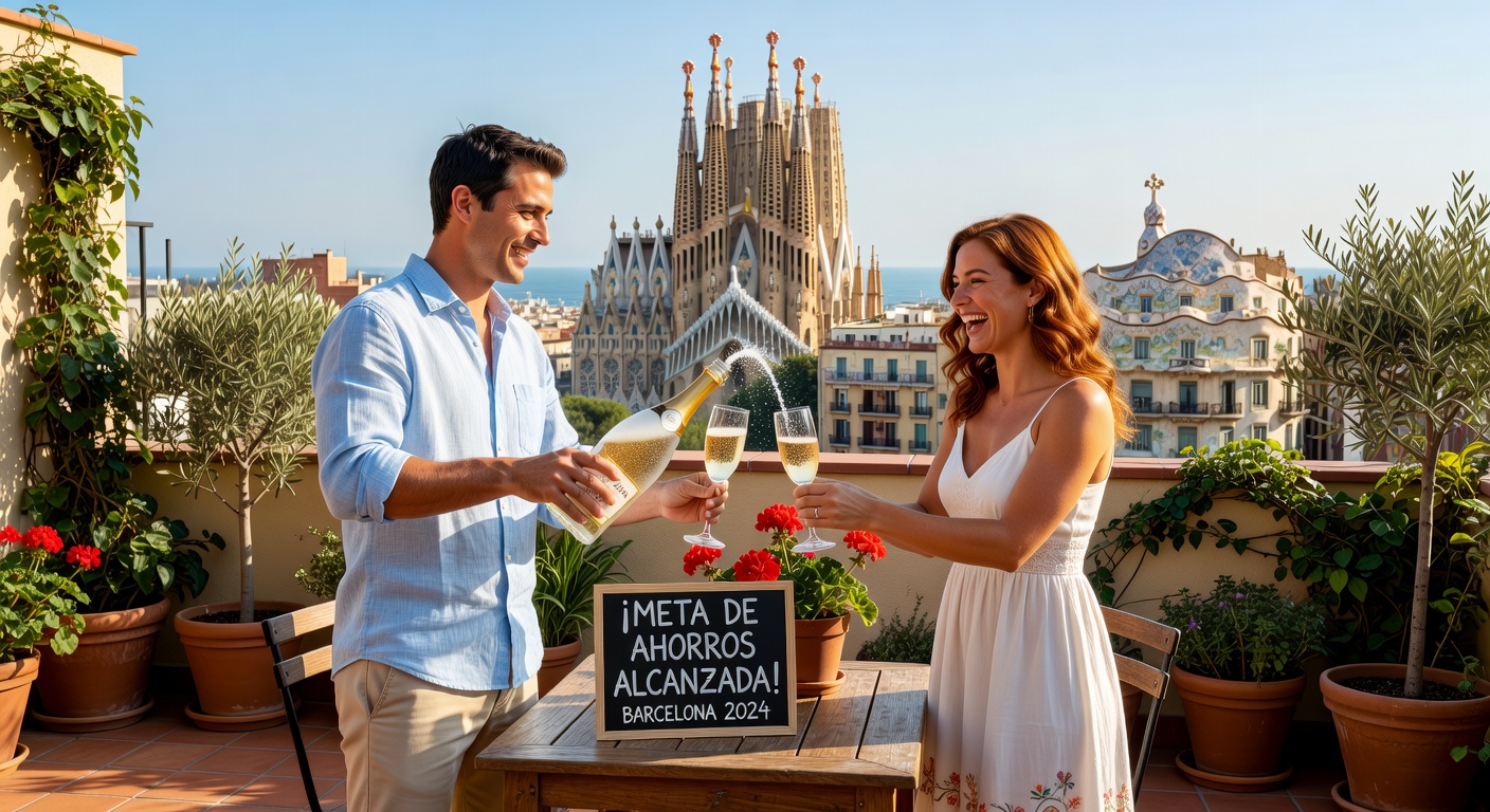 Celebración de objetivo de ahorro en Barcelona
